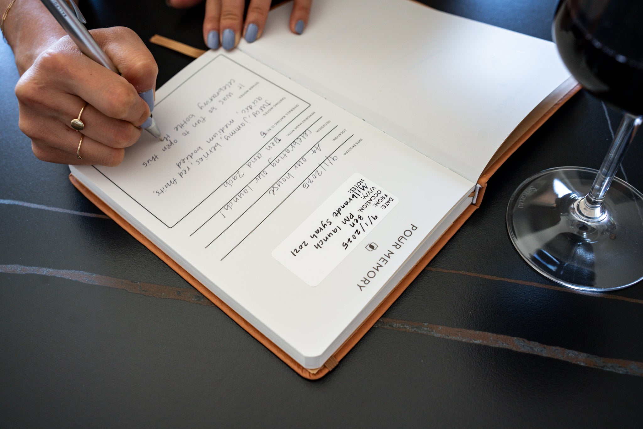 Writing in the Pour Memory Journal about the wine experience